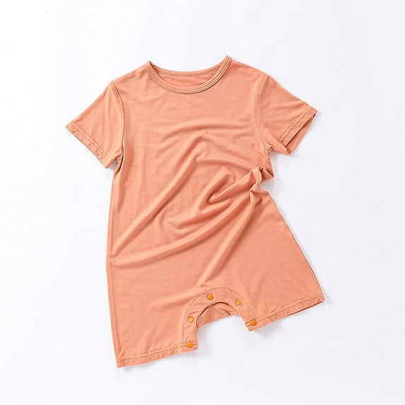 Toddler Boy Summer Jumpsuit Child's Summer Jumpsuit Boys And Girls Baby Botton Short Sleeve Round Neck Cute Solid Shorts Rompers Winter Baby Girl Clothes