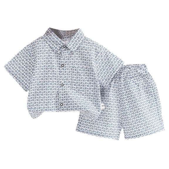 Toddler Boy Summer Outfit for 12-18 Months Toddler Boy Girls Summer Outfit Letter Tractor Print Short Sleeve T-Shirt Top with Elastic Shorts Set Cartoon Print,A33-Light Blue