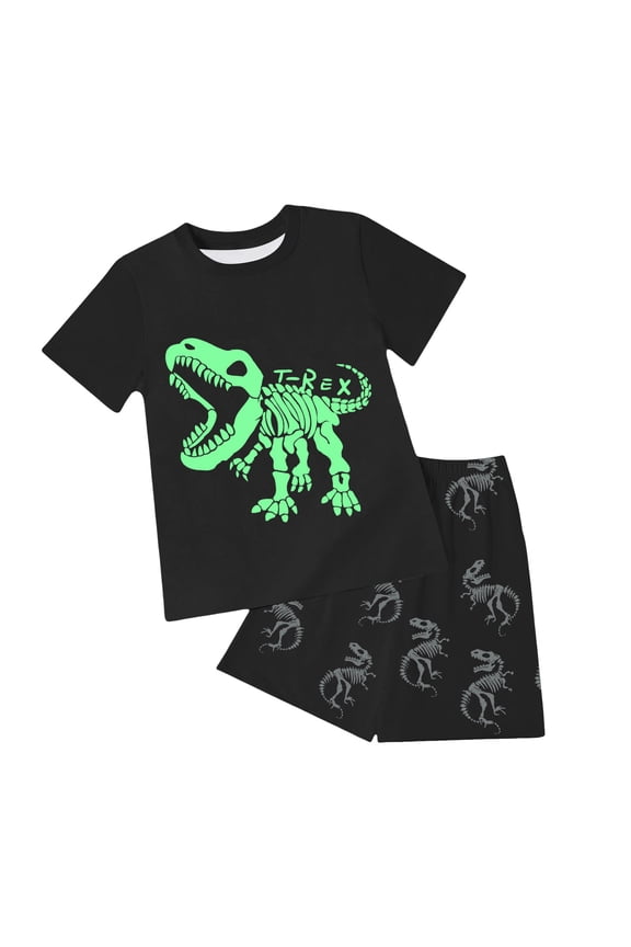 Toddler Boy Summer Outfit for 2-3 Years 2Pcs Baby Boy Cartoon Print Summer Outfits 3 6 12 18 24 Months 3 Years Short Sleeve Tree Print T-Shirt + Elastic Shorts Set,A83-Green