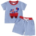 thumbnail image 1 of Toddler Boy Summer Outfit for 2-3 Years Boy Clothes Baby Boy Outfits 12-18 Months Baby Boy Clothes Dinosaur Toddler Summer Outfit Short Sleeve T-Shirt Tee Tops Shorts 2Pcs Set,A155-Blue, 1 of 6