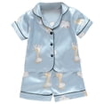 thumbnail image 1 of Toddler Boy Summer Outfit for 3-4 Years Toddler Boy Clothes Baby Summer Outfit Short Sleeve T-Shirt Tops Casual Elastic Shorts 2Pcs Set Cartoon Print 2PCS Set Short Sets,A13-Light Blue, 1 of 7