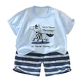 thumbnail image 1 of Toddler Boy Summer Outfit for 6-12 Months Toddler Boy Girls Summer Outfits Short Sleeve T-Shirt + Short Pants 2PCS Set Casual Clothes Set,A61-Light Blue, 1 of 4