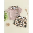 thumbnail image 1 of Toddler Boy Summer Outfit Camouflage Quarter Zip Short Sleeve T Shirt Solid Color Shorts 2 Piece Set, 1 of 8