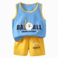 thumbnail image 1 of Toddler Boy Summer Outfit Cute Cartoon Print Tank Tops with Shorts Set 2 Piece Baby Boys Casual Clothes, 1 of 4