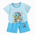 thumbnail image 1 of Toddler Boy Summer Outfit Set 2 Piece Short Sleeve And Short Sets Cartoon Printed Crewneck Breathable Clothing Light Blue 5-6 Years, 1 of 4