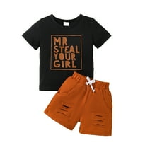 Toddler Boy Summer Outfit Set Wild Boy Short Sleeve Shirt Stretchy Shorts Trendy Clothing 9M-4Y