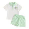 thumbnail image 1 of Toddler Boy Summer Outfits Embroidery Short Sleeve T-Shirt and Shorts Set Spring Summer Clothes 2 Piece, 1 of 2