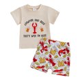 thumbnail image 1 of Toddler Boy Summer Outfits Lobster Pattern Short Sleeve Top Shorts Set Little Boy Clothes 2 Piece, 1 of 6
