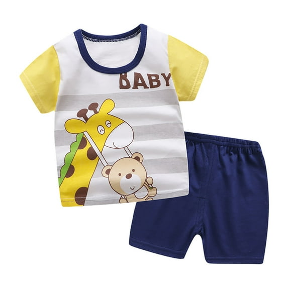 Toddler Boy Summer Outfits Short Sleeve Floral Shirts & Casual Shorts 3-9 Years Boys Clothes Set, Size 12 Months