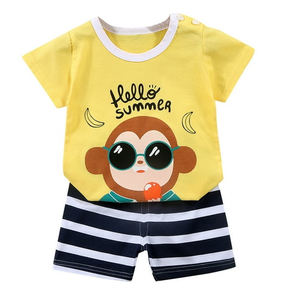 Toddler Boy Summer Outfits Short Sleeve Floral Shirts & Casual Shorts 3-9 Years Boys Clothes Set, Size 18 Months