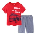 thumbnail image 1 of Toddler Boy Summer Outfits Short Sleeve Tee Shorts Set Little Boy Cute Cartoon Printed Vacation Clothes 2 Pcs, 1 of 5