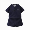 thumbnail image 1 of Toddler Boy Summer Short Sets Outfits Cotton Crewneck Short Sleeve Playwear Sets 6-12 Months 12-24 Months 2t 3t 4t 5t 6t 7t Children,Breathable(Navy,3-4 Years), 1 of 1