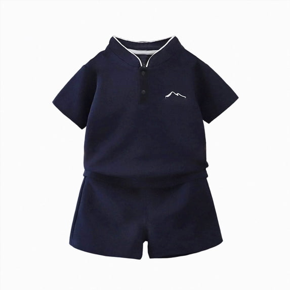 Toddler Boy Summer Short Sets Outfits Cotton Crewneck Short Sleeve Playwear Sets 6-12 Months 12-24 Months 2t 3t 4t 5t 6t 7t Children,Breathable(Navy,3-4 Years)