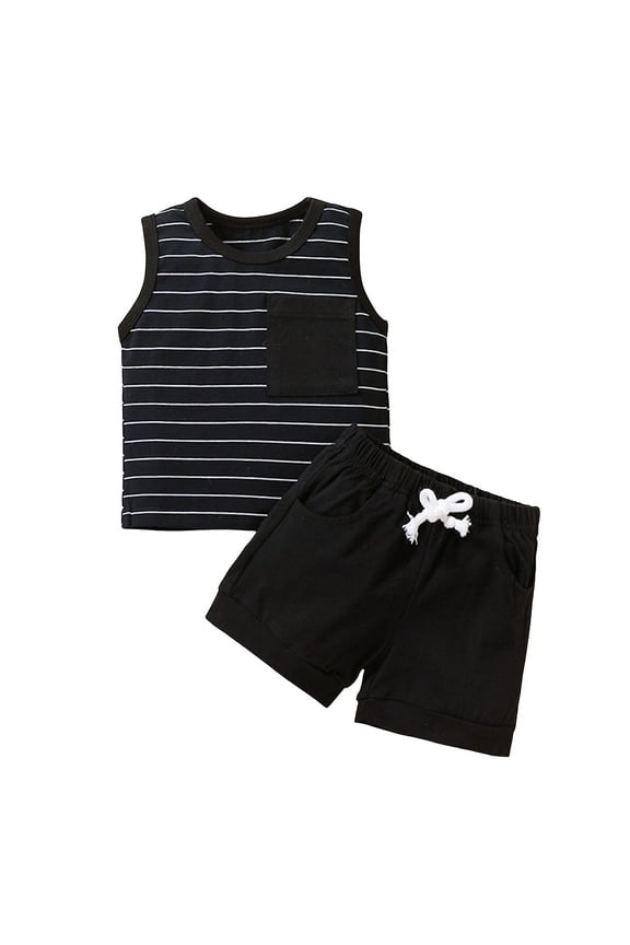 Toddler Boy Summer Shorts Clothing Set 6 12 18 24 Months 2T 3T 4T Tractor Embroidery Short Sleeve T-shirt Plaid Shorts 2 Pcs Summer Outfit Gibobby(18-24 Months,Black)