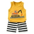 thumbnail image 1 of Toddler Boy Summer Shorts Clothing Set 6 12 18 24 Months 2T 3T 4T Tractor Embroidery Short Sleeve T-shirt Plaid Shorts 2 Pcs Summer Outfit Gibobby(5-6 Years,Orange), 1 of 9