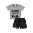 thumbnail image 1 of Toddler Boy Summer Shorts Set Daddy's Little Dude T-Shirt + Ripped Denim Shorts 2 Piece Casual Outfits, 1 of 9