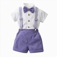 thumbnail image 1 of Toddler Boy Summer Wedding Clothes Set with Bowtie Short Sleeve Shirt and Suspender Shorts Baby Outfits, 1 of 6