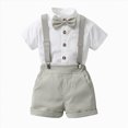thumbnail image 1 of Toddler Boy Summer Wedding Clothes Set with Bowtie Short Sleeve Shirt and Suspender Shorts Baby Outfits, 1 of 6
