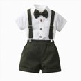 thumbnail image 1 of Toddler Boy Summer Wedding Clothes Set with Bowtie Short Sleeve Shirt and Suspender Shorts Baby Outfits, 1 of 6