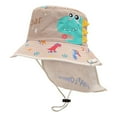 thumbnail image 1 of Toddler Boy Sun Hat Kids Boys Summer Cartoon Dinosaur Prints Bucket Hat with Back Neck Cover Quick Dry Outdoor Legionnaire Hat Baby Summer Hat Khaki 2 Years-8 Years, 1 of 4