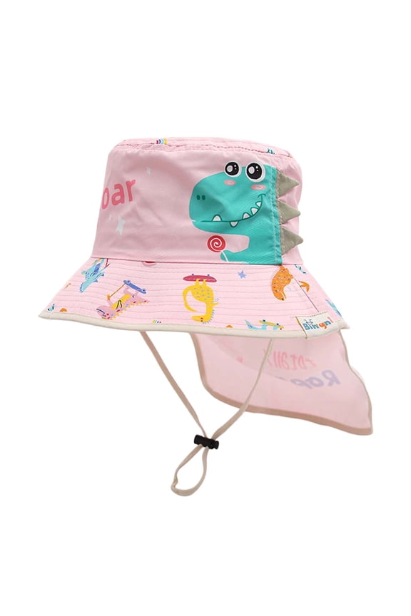 Toddler Boy Sun Hat Kids Boys Summer Cartoon Dinosaur Prints Bucket Hat with Back Neck Cover Quick Dry Outdoor Legionnaire Hat Baby Summer Hat Red 2 Years-8 Years