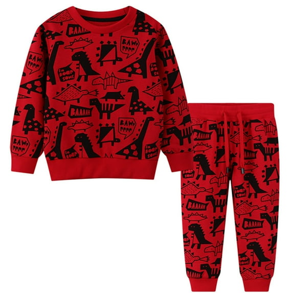 Toddler Boy Sweatshirt Outfits Long Sleeve Dinosaur Top Pants Sweatsuit 2PCS Outfits Set Size 5-6T