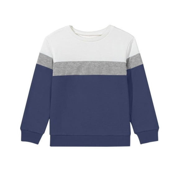 Toddler Boy Sweatshirts Casual Loose Color Block Long Sleeve Sweatshirt Kids Cute Fashion Fall Crewneck Pullover Tops 1-15 Years