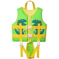 thumbnail image 1 of Toddler Boy Swimsuit Adjustable Kids Toddler Swim Vest with Crotch Strap Neon Color Outdoor Buoyancy Vest Girls Bathing Suit Green 12 Years-15 Years, 1 of 2