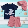 thumbnail image 1 of Toddler Boy Swimsuit Baby Boys Three Piece Rash Guard Set with Hat Bathing Suits for Girls Red 0-6 Months, 1 of 4