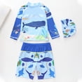 thumbnail image 1 of Toddler Boy Swimsuit Kids Boys Long Sleeve Rash Guard Two Piece with Cap Bathing Suits for Girls Blue4 3-4 Years, 1 of 4