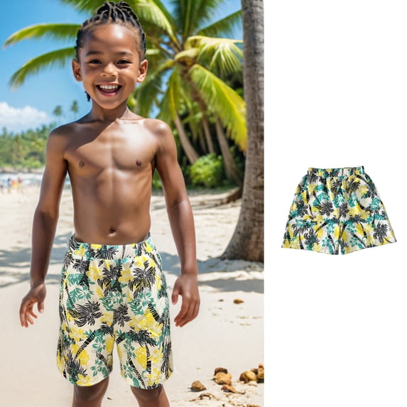 Toddler Boy Swimsuit Youth Boys Comfortable Swim Trunks with Pockets Boys Bathing Suit Yellow 2-3 Years