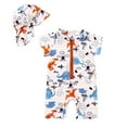 thumbnail image 1 of Toddler Boy Swimwear Set Rash Guard Ne Piece Zipper Hat Beach Essentials for Boy,White,2-3 Years, 1 of 9