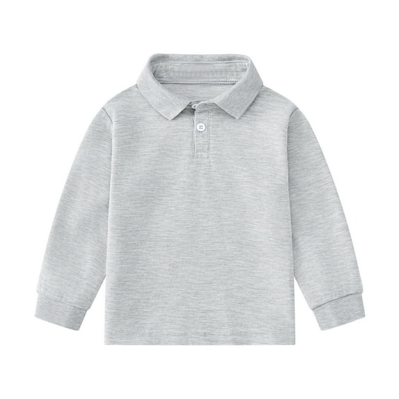 Toddler Boy T Shirt Girls Long Sleeve Casual Solid Gentleman Holiday Tees Tops for Boy Size 4-5T,Grey