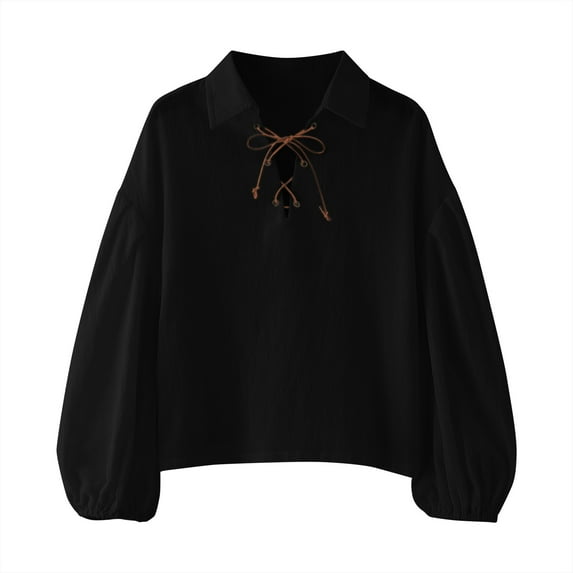 Toddler Boy T Shirt Renaissant Lace Up Classical Long Sleeve Tees Tops for Boy Size 4-6T,Black