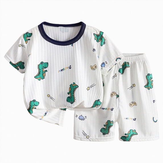 Toddler Boy T-shirts and Shorts 2 Pcs Cartoon Print Short Set Summer Clothes Outfit,Cartoon Graphic 6-12 Months 12-24 Months 2t 3t 4t 5t 6t 7t 8t 9t Children 7-8 Years