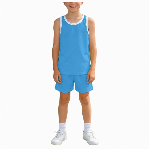 Toddler Boy Tank Outfit Boy Clothes Set Solid Sleeveless Tank Top & Athletic Shorts 2-Piece Sportswear Set Toddler Boy Short Set