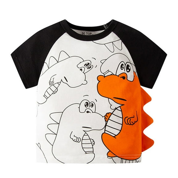 Toddler Boy Tee Kids Baby Cartoon Dinosaur Short Sleeve Crewneck T Shirts Tops Tee Clothes For Children For 2-3 Years