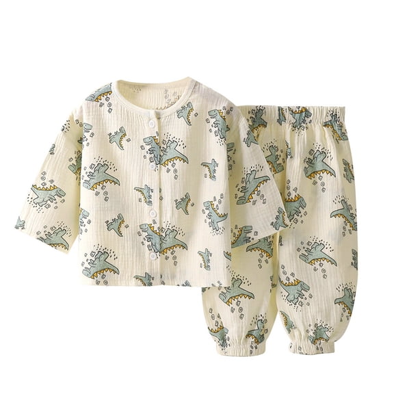 Toddler Boy Thin Double Cotton Cute Comfortable Long Sleeve Knickerbockers Home Set Clothing Sets,Size 4 Years-5 Years