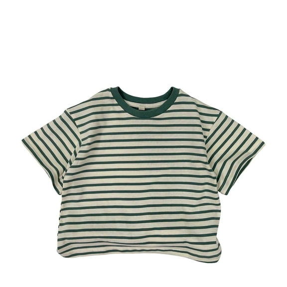 Toddler Boy Tshirt Striped Crewneck Short Sleeve Casual Summer Tshirts Graphic Shirt for Toddler Boy 6-12 Months