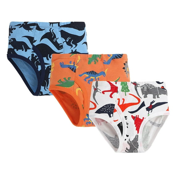 Toddler Boy Underwear Kids Boys Cute Shark Dinosaur Print Briefs Cotton Breathable Underwear Trunks 3Pcs Toddler Boxer Briefs Orange 12 Months-18 Months