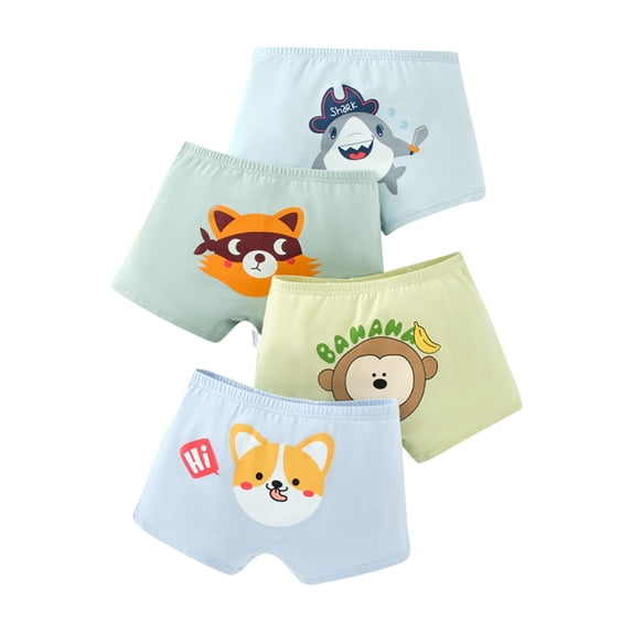 Toddler Boy Underwear Kids Toddler Baby Boys Boxer Briefs 4 Pack Cute Cartoon Printed Cotton Underwear Trunks Toddler Boxer Briefs Light Blue 8 years-9 years