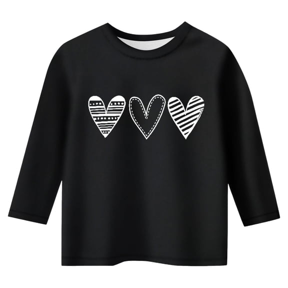 Toddler Boy Valentines Day Shirt Three Quarter Sleeve Graphic T-Shirts Crew Neck Casual Pullover T-Shirts for Boys 3-4 Years