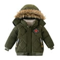 thumbnail image 1 of Toddler Boy Winter Coat 4T Toddler Kids Baby Boys Girls Winter Warm Solid Coats Bear Ears Hooded Padded Jacket Outwear Windproof Jacket Boys Z0F-Green, 90/L, 1 of 1