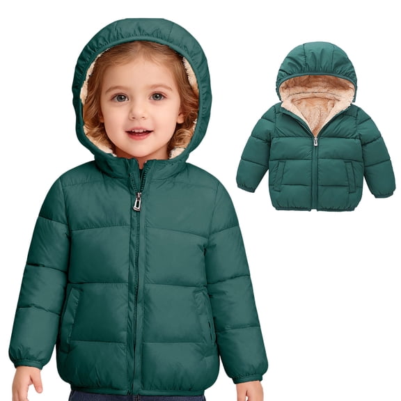Toddler Boy Winter Coat Boys Puffer Jacket Full-Zip Long Sleeve Windproof Down Jacket Hooded Down Jacket Girls Jackets Size 2-3 Years
