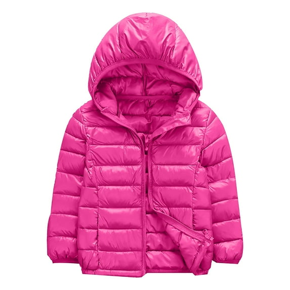 Winter Jacket For Boys Toddler Boy Jacket Kids Boy Girl Winter Hooded Puffer Jackets Coats Light Weight Padded Outerwear Hot Pink 6-7 Years