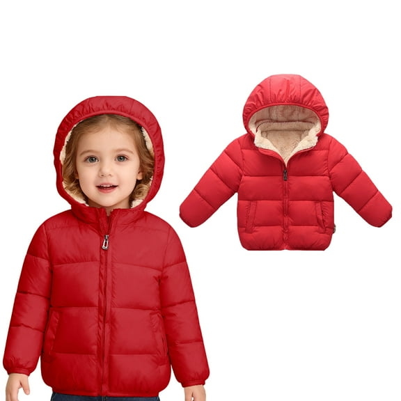 Toddler Boy Winter Coat Kids Puffer Jacket Full-Zip Long Sleeve Windproof Jacket Outwear Hooded Down Jacket Toddler Girls Clothes 18-24 Months