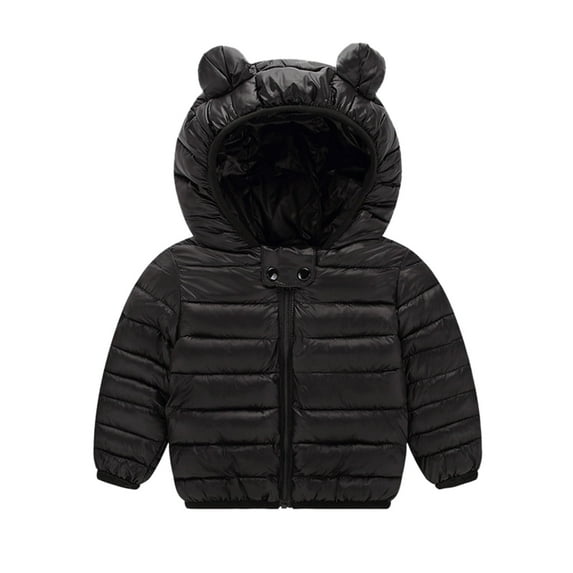 Toddler Boy Winter Coat Kids Puffer Jacket with Pocket Zip up Hooded Coat Warm and Windproof Children Padded Coats Boys Winter Coat Size Bear ears 12-18 Months