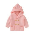 thumbnail image 1 of Toddler Boy Winter Jacket Toddler Baby Boys Girls Solid Color Cute Ears Knitted Tops Warm Coat Clothes New Fall Jackets Winter Outerwear Pinks 12-18 Months, 1 of 4