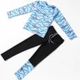 thumbnail image 1 of Toddler Boy&nbsp;Swimsuit Fish Print Long Sleeve Crew Neck Rash Guard And Pants 2 Piece Surfing Beach Baby Boy Bathing Suit Sky Blue2 3 Years-4 Years, 1 of 3