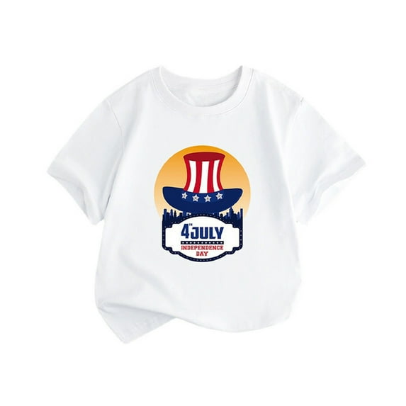 Toddler Boy's 4th Of July T-shirt Independence Day Round Neck Short Sleeve T-Shirt Graphic Tees